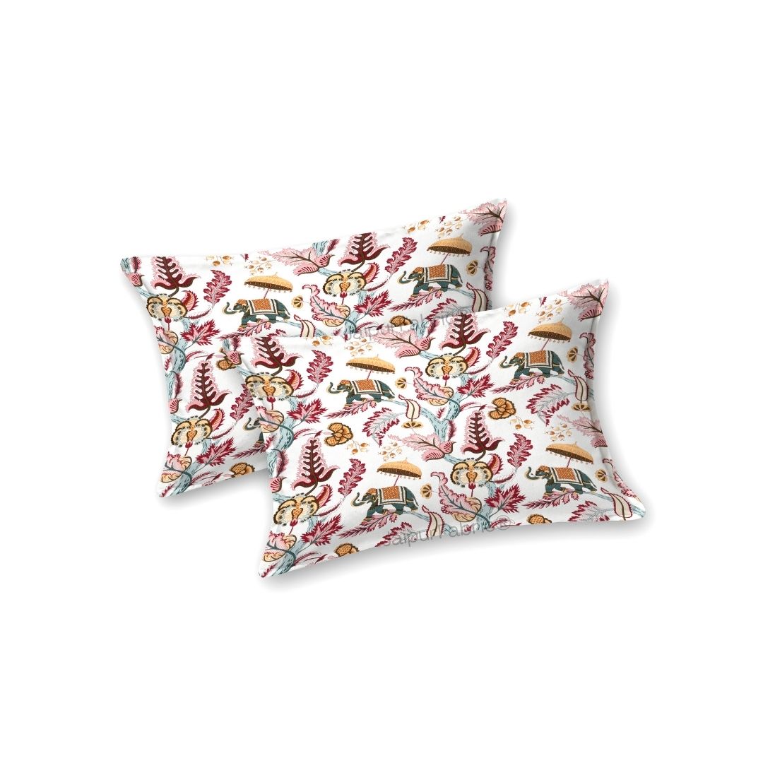 Elephant Paradise Sandstone Beige Pure Cotton King Size Bedsheet