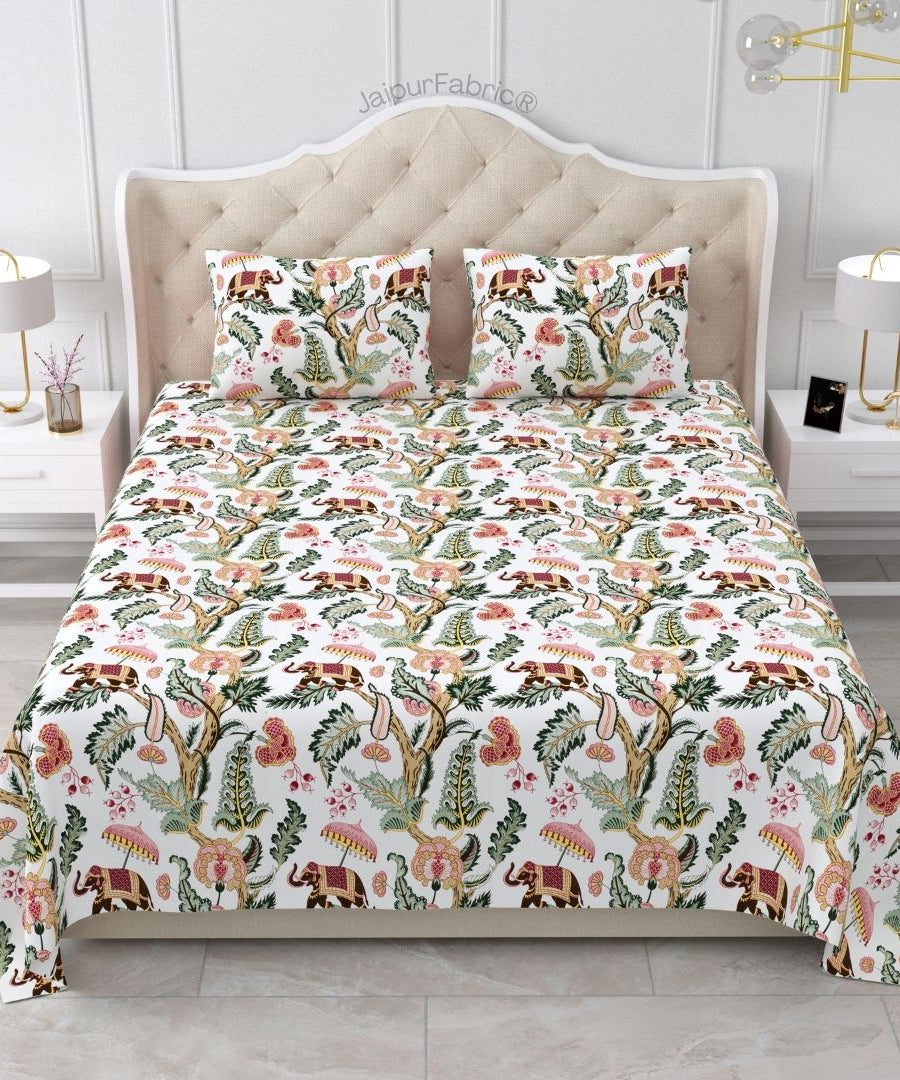 Elephant Paradise Twilight Black Pure Cotton King Size Bedsheet