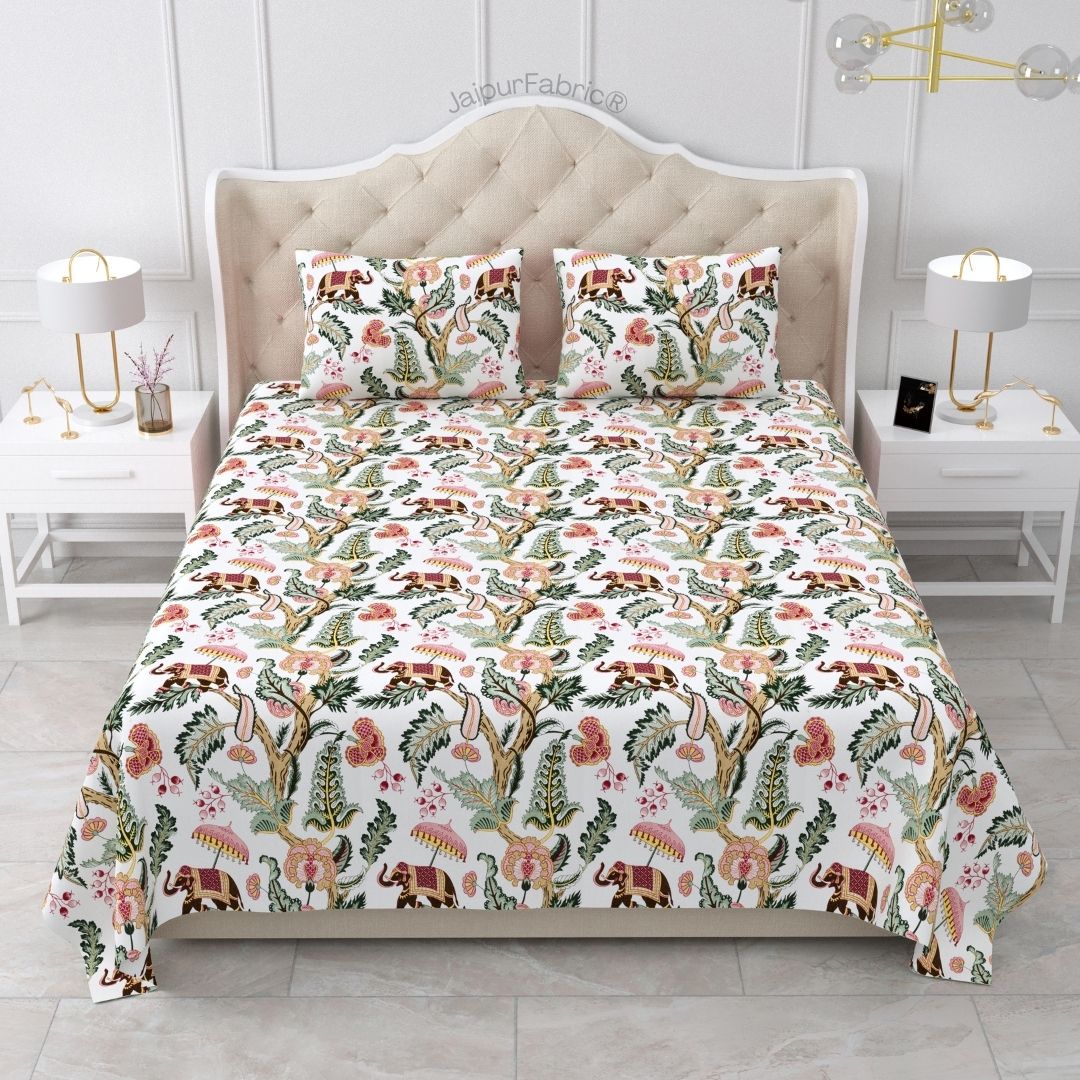Elephant Paradise Twilight Black Pure Cotton King Size Bedsheet