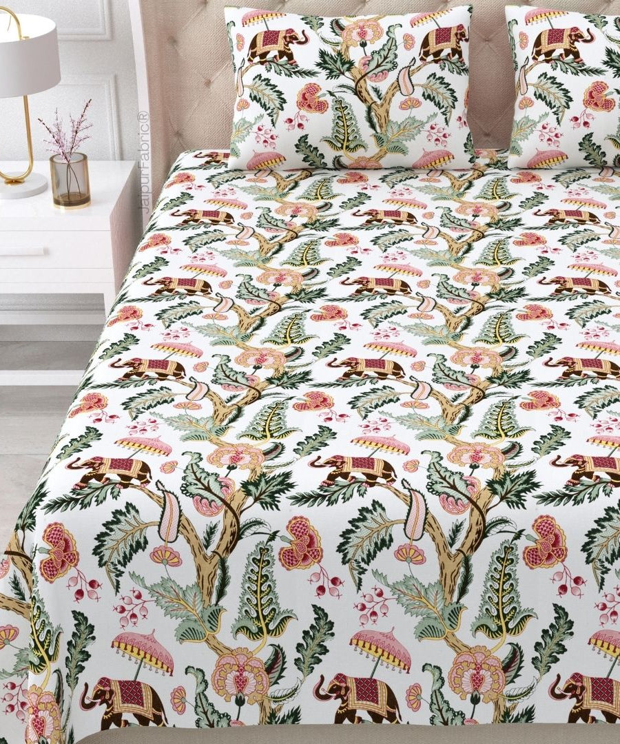 Elephant Paradise Twilight Black Pure Cotton King Size Bedsheet