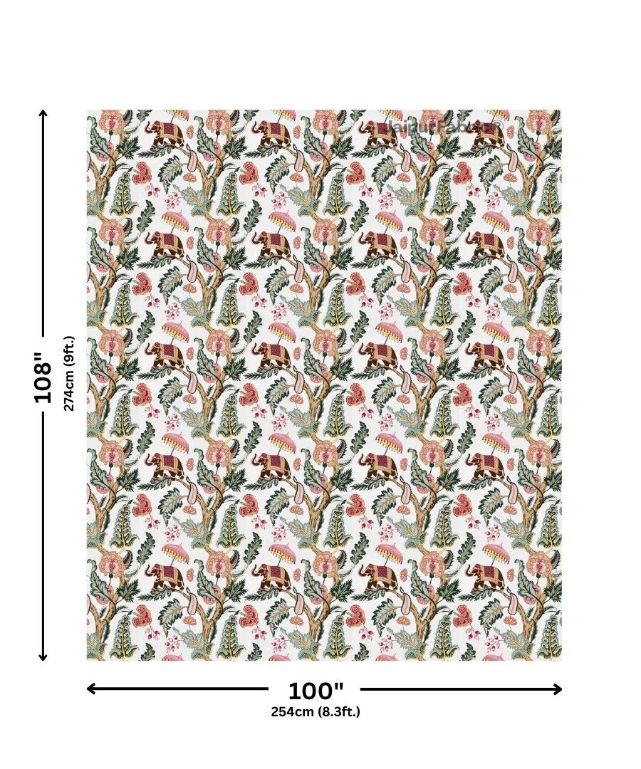 Elephant Paradise Twilight Black Pure Cotton King Size Bedsheet