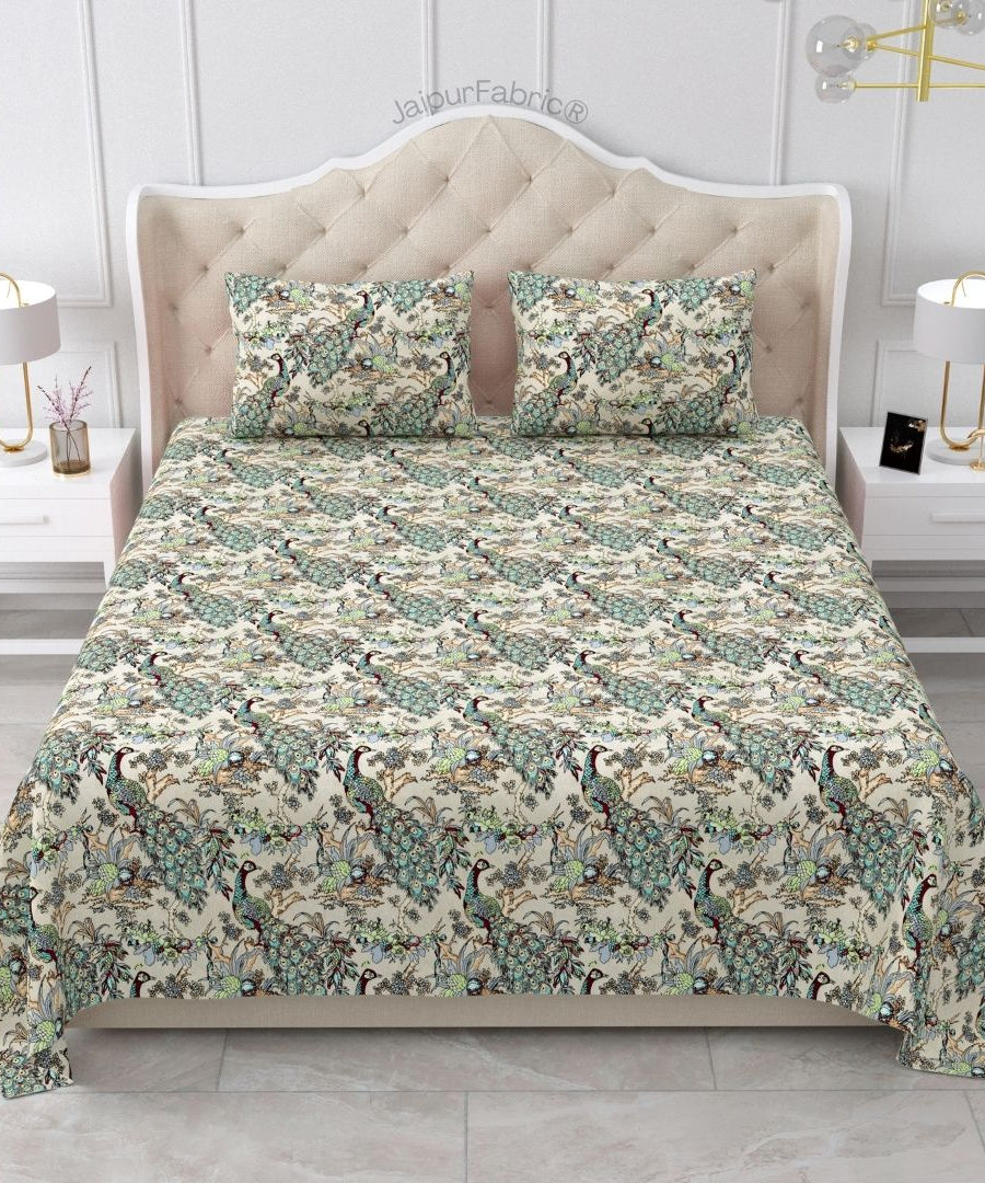 Mayura Royal Feather Sandstone Shade Pure Cotton King Size Bedsheet