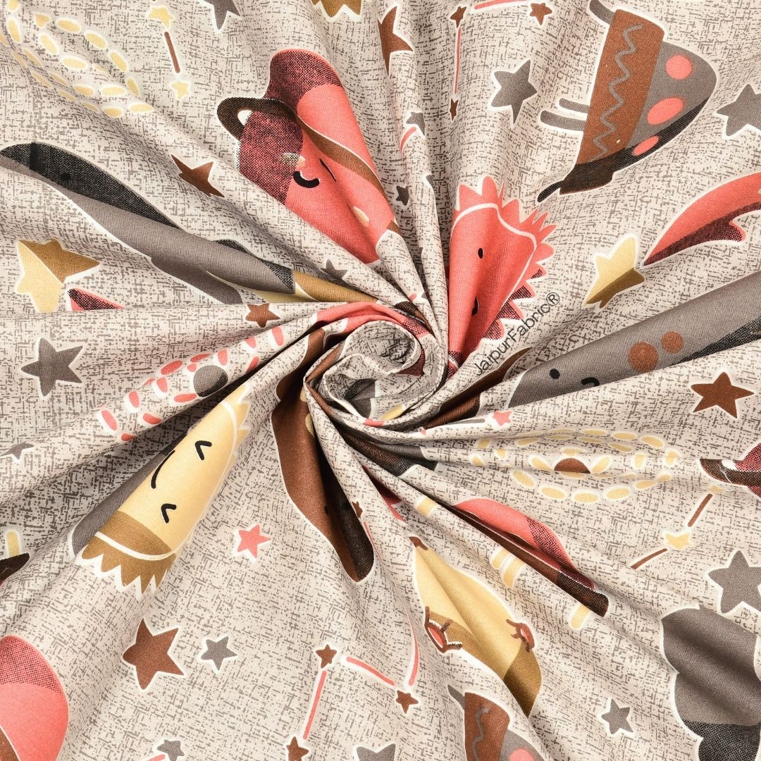 Future Astronaut Beige Soft Cotton Kids Bed Sheet Combo of 2