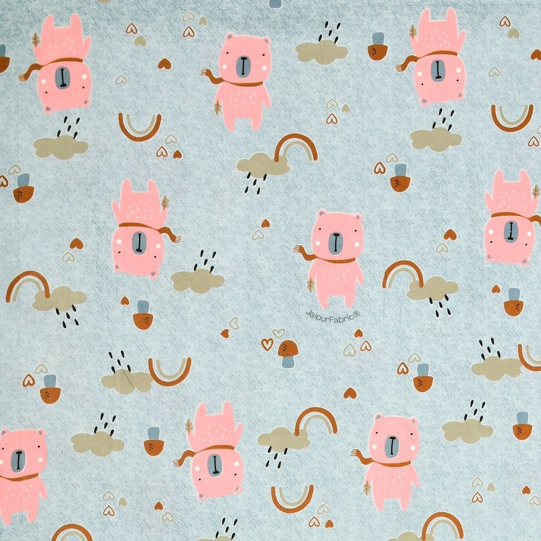 Playtime Pals Blue Pastel Soft Cotton Kids Bed Sheet Combo of 2