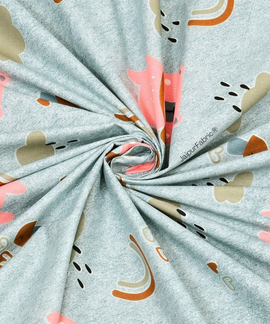 Playtime Pals Blue Pastel Soft Cotton Kids Bed Sheet Combo of 2