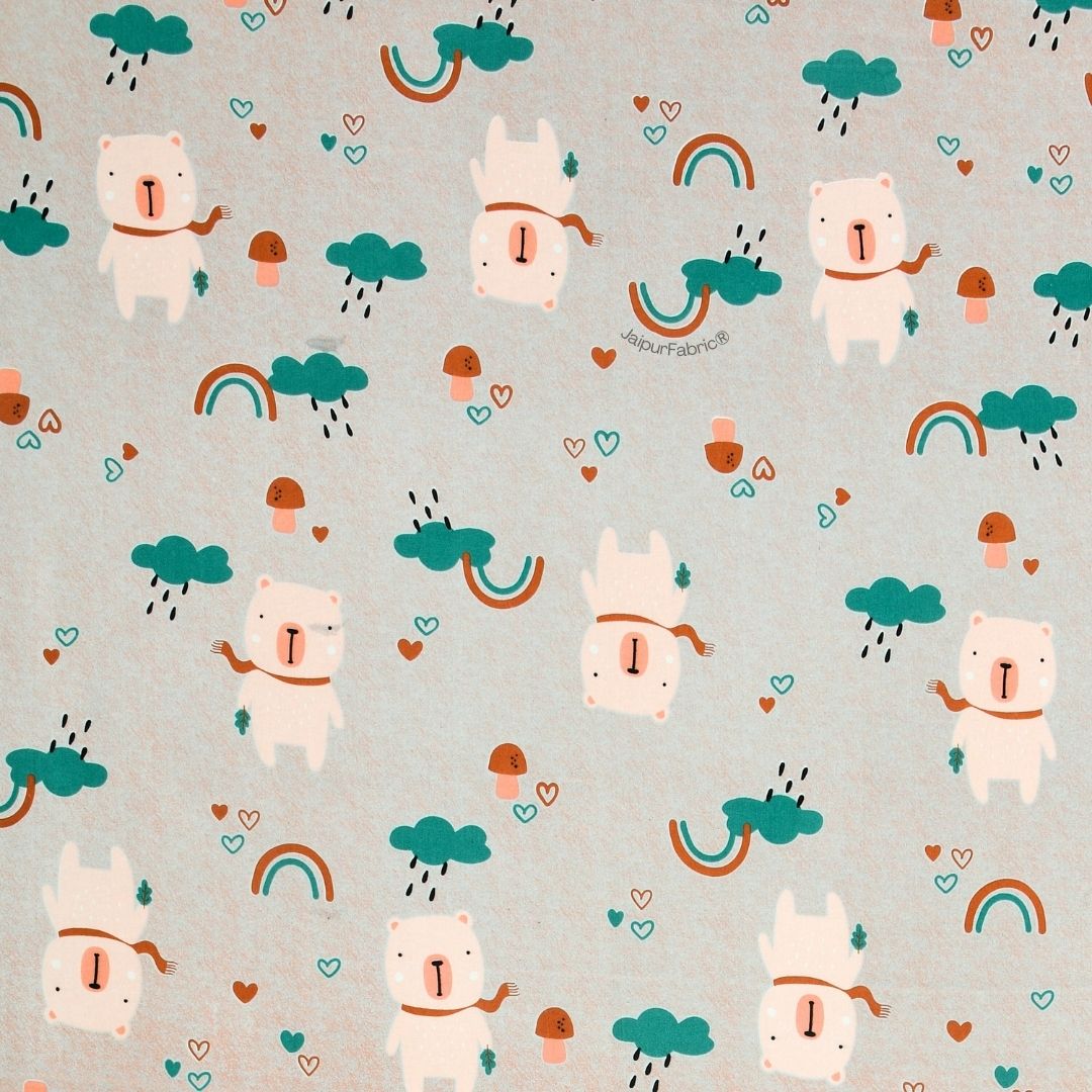 Playtime Pals Green Pastel Soft Cotton Kids Bed Sheet Combo of 2