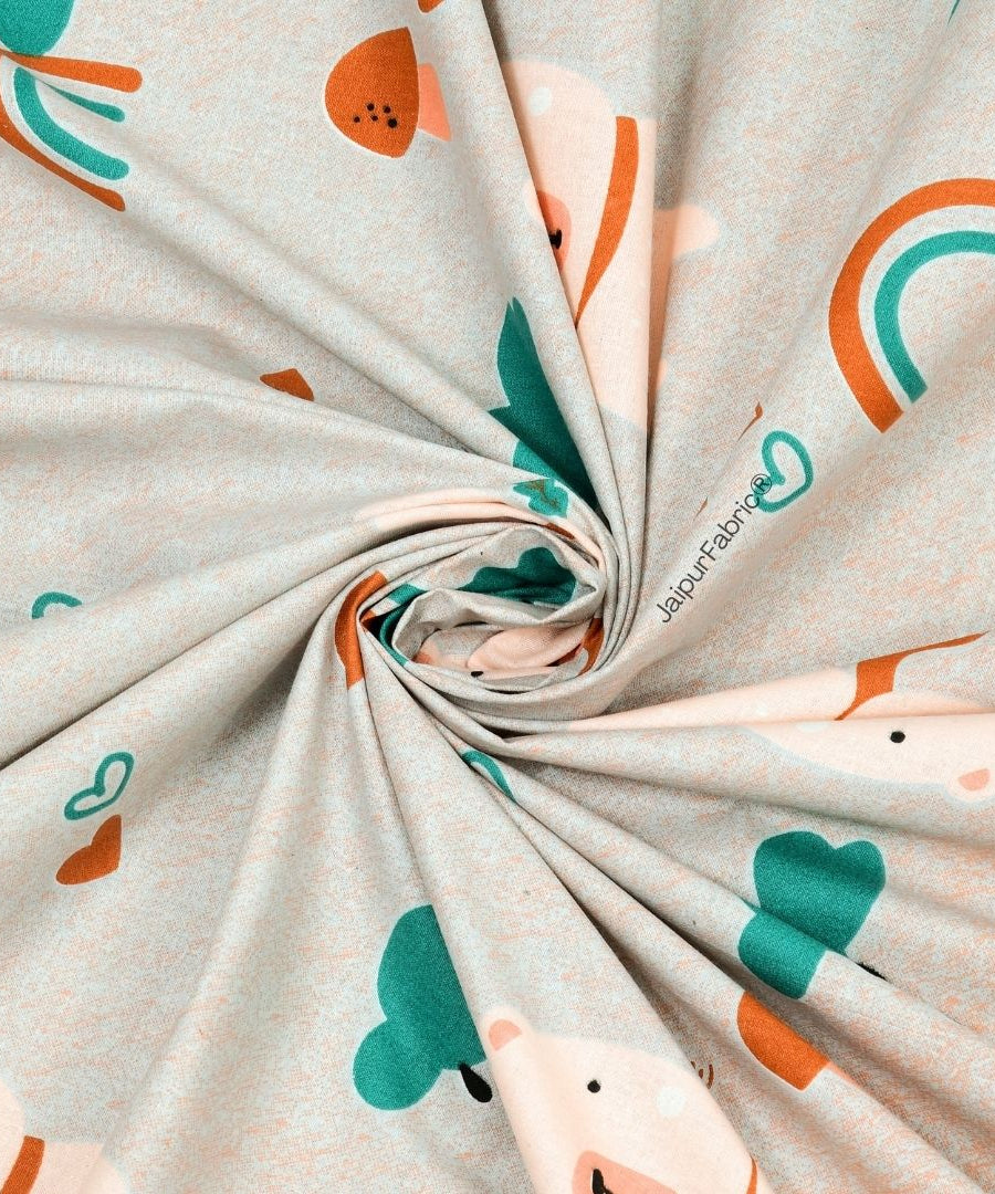 Playtime Pals Green Pastel Soft Cotton Kids Bed Sheet Combo of 2