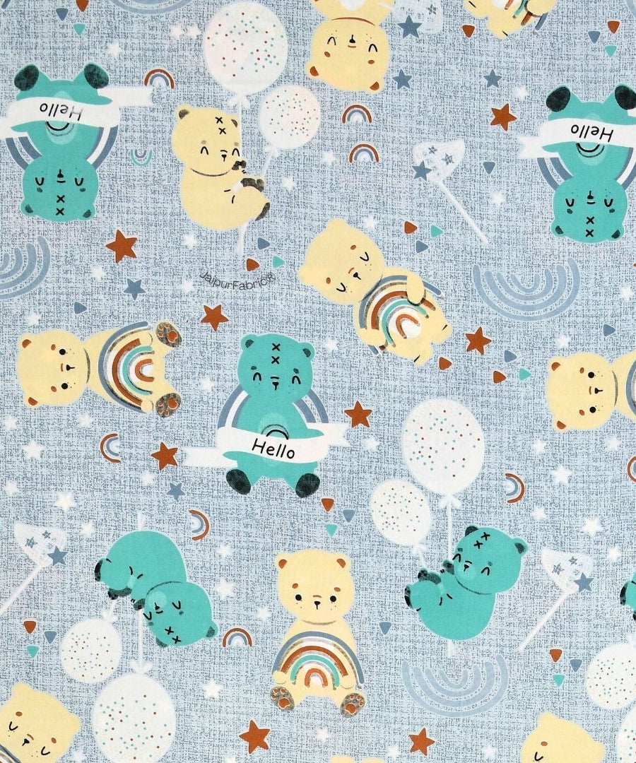 Cuteness Overloaded Blue Soft Cotton Kids Bed Sheet Combo of 2