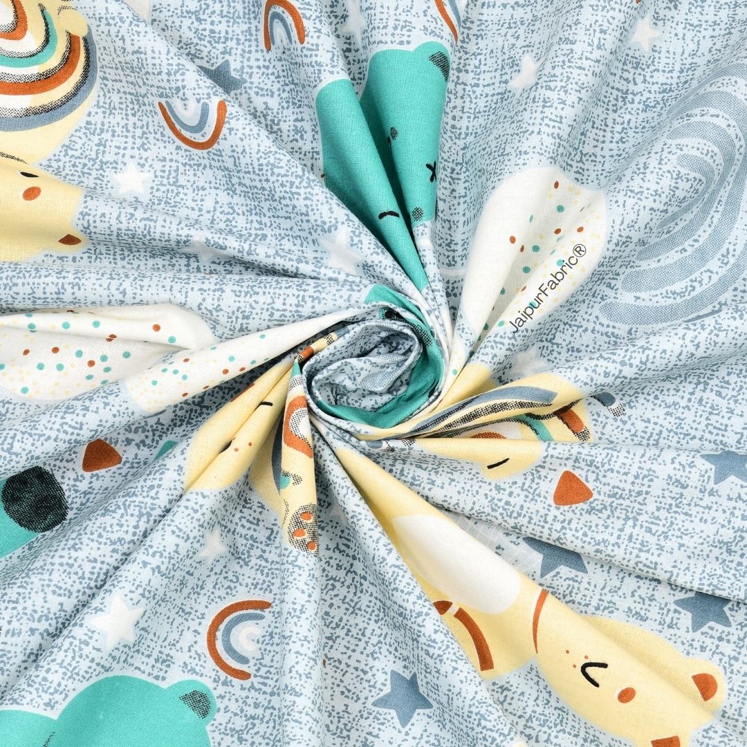 Cuteness Overloaded Blue Soft Cotton Kids Bed Sheet Combo of 2