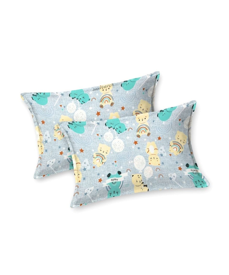 Cuteness Overloaded Blue Soft Cotton Kids Bed Sheet Combo of 2