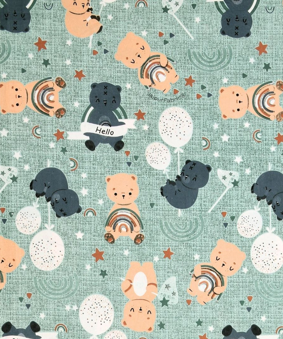 Cuteness Overloaded Green Soft Cotton Kids Bed Sheet Combo of 2