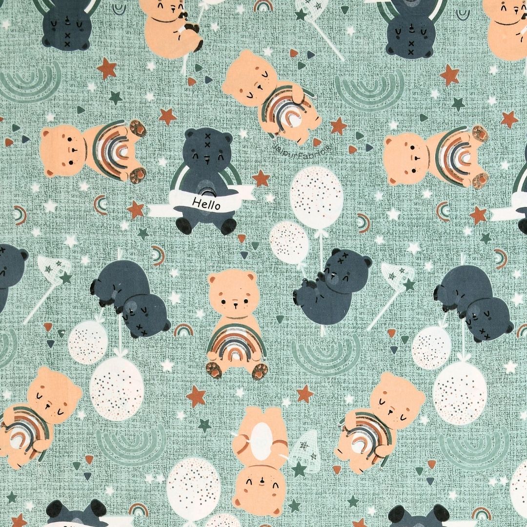 Cuteness Overloaded Green Soft Cotton Kids Bed Sheet Combo of 2