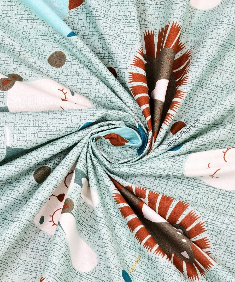 Animal Carnival Pastel Blue Soft Cotton Kids Bed Sheet Combo of 2