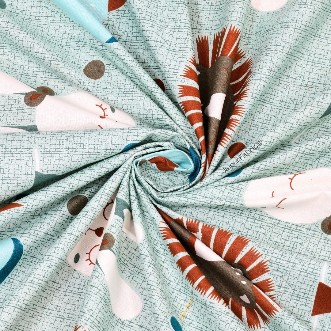 Animal Carnival Pastel Blue Soft Cotton Kids Bed Sheet Combo of 2