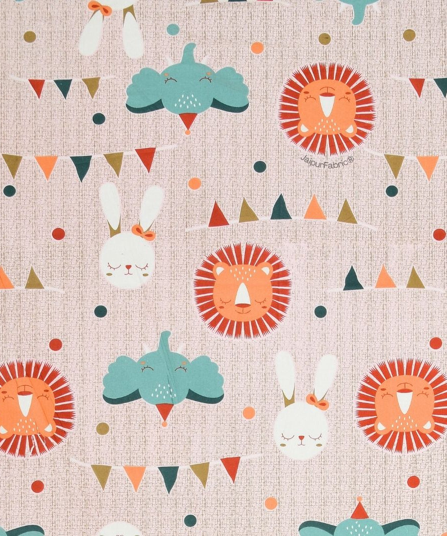 Animal Carnival Peach Soft Cotton Kids Bed Sheet Combo of 2