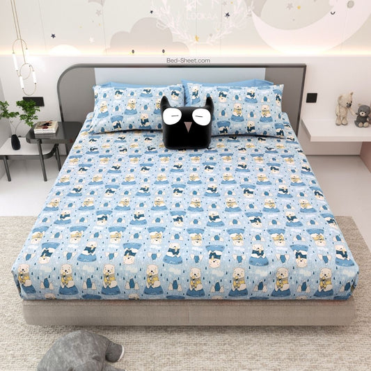 Icy Blue Future Artist Soft Cotton Kids Bed Sheet