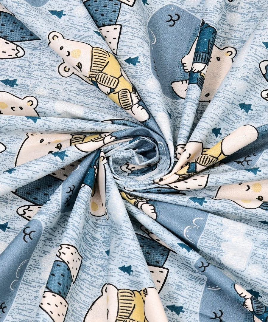 Artist of the Future Icy Blue Soft Cotton Kids Bed Sheet Combo of 2