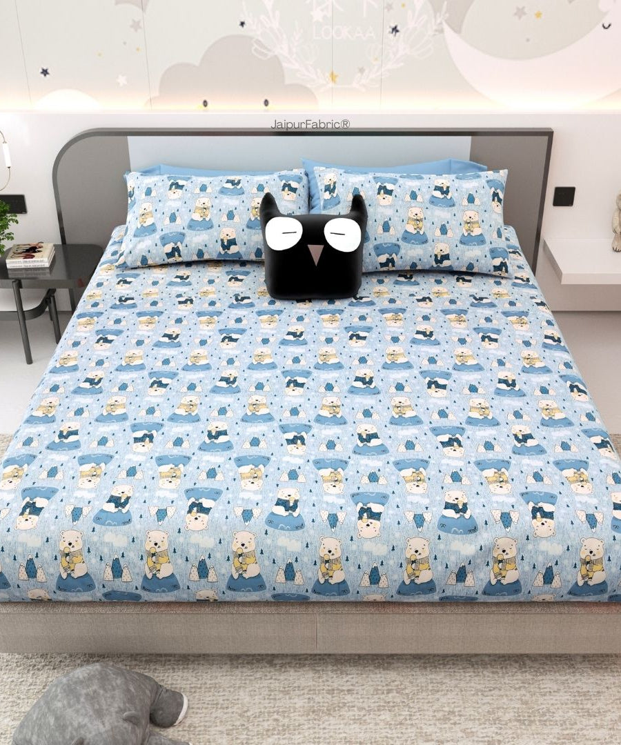 Artist of the Future Icy Blue Soft Cotton Kids Bed Sheet Combo of 2