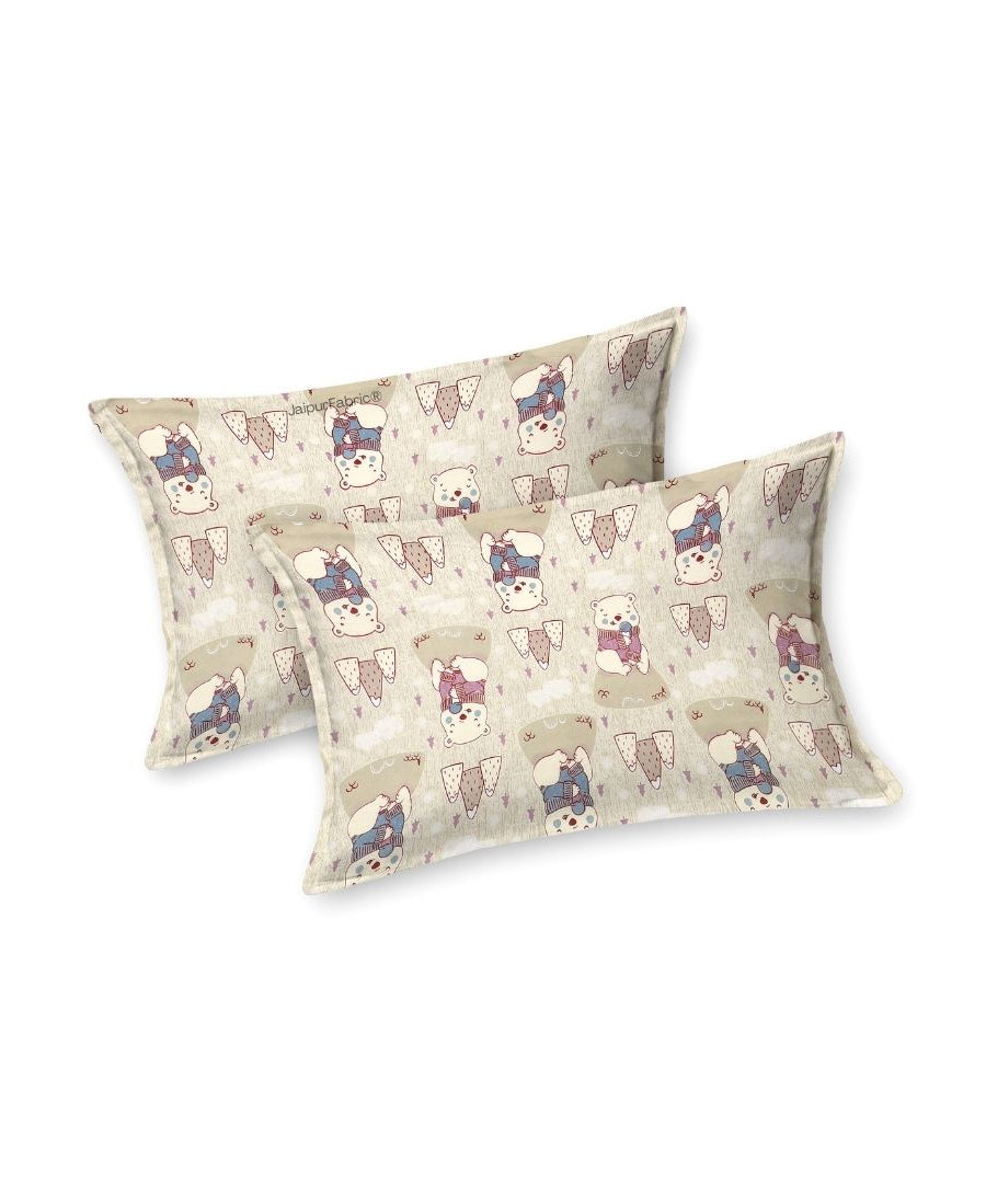 Artist of the Future Light Beige Soft Cotton Kids Bed Sheet Combo of 2