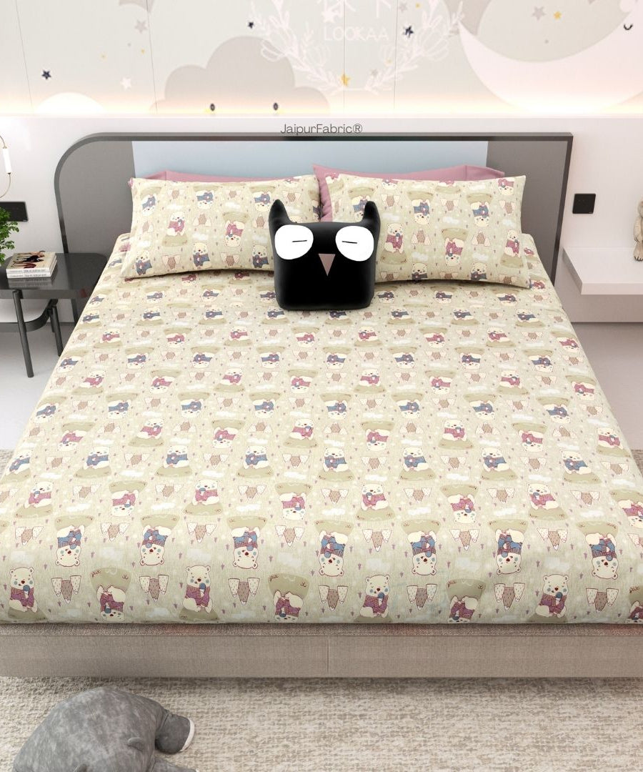 Artist of the Future Light Beige Soft Cotton Kids Bed Sheet Combo of 2