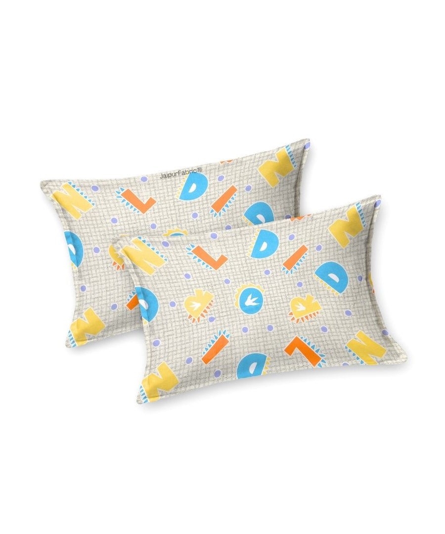 ABC Alphabet Adventure Orange and Blue Soft Cotton Kids Bed Sheet Combo of 2