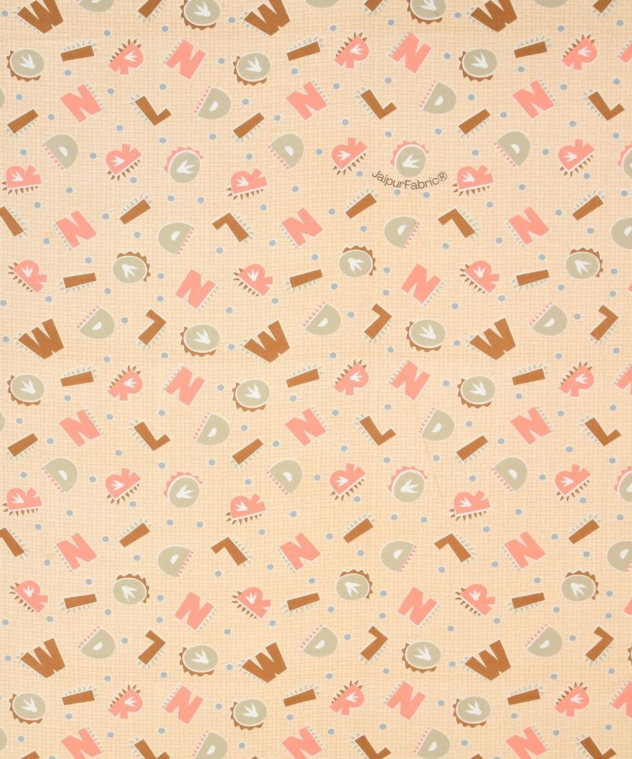 ABC Alphabet Adventure Peach & Beige Soft Cotton Kids Bed Sheet Combo of 2