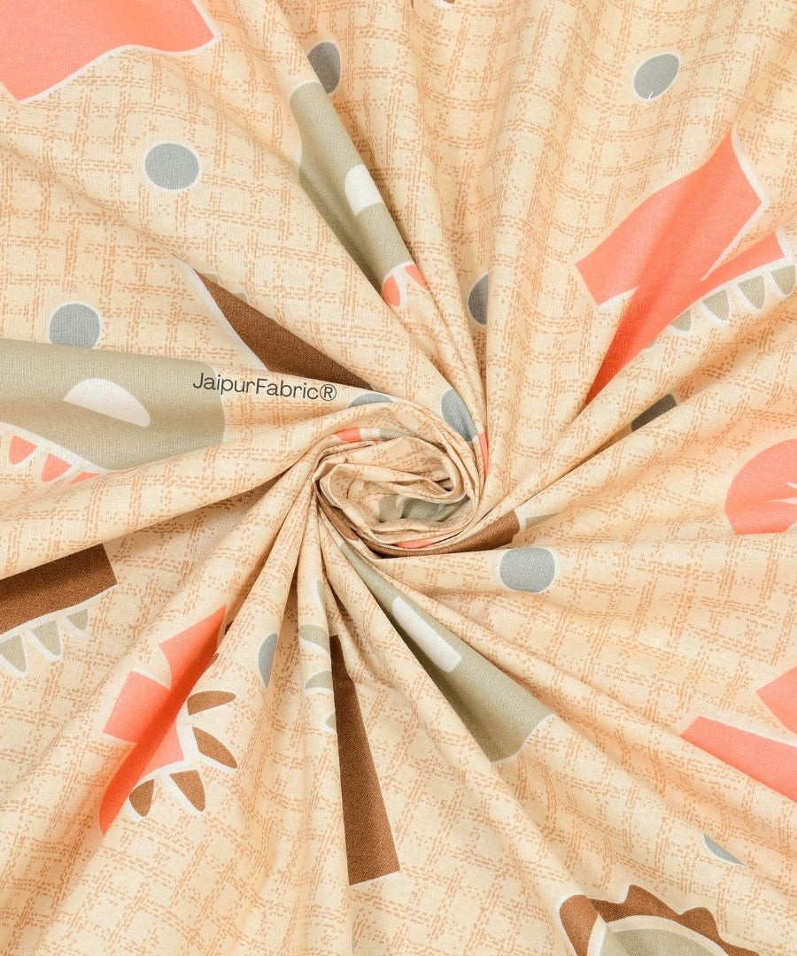 ABC Alphabet Adventure Peach & Beige Soft Cotton Kids Bed Sheet Combo of 2