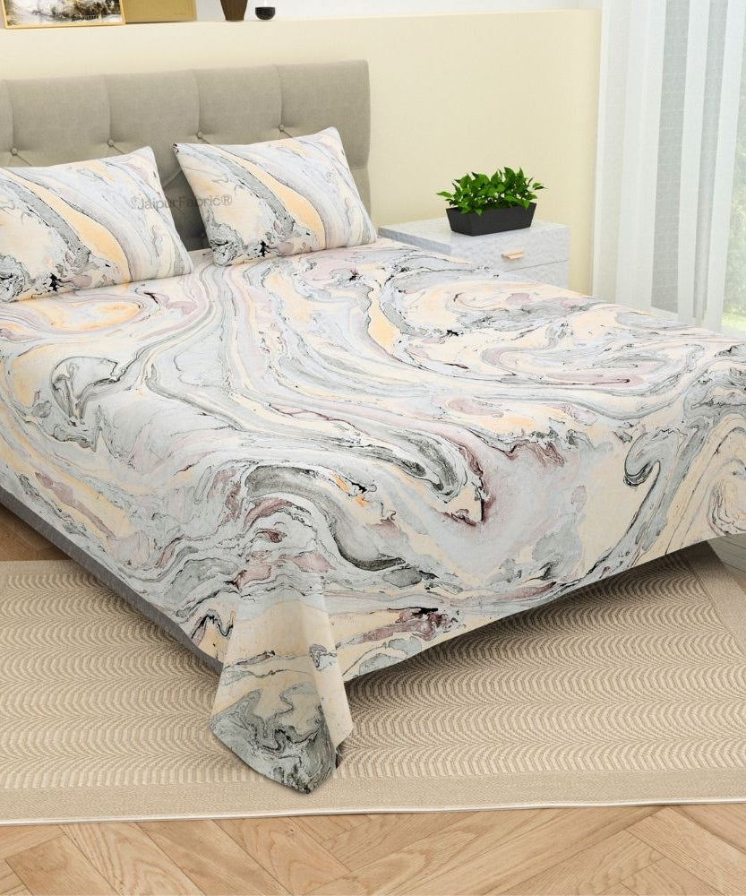 Peacock Monsoon Bliss Hand Block Print King Size Bedsheet with Pillow Covers