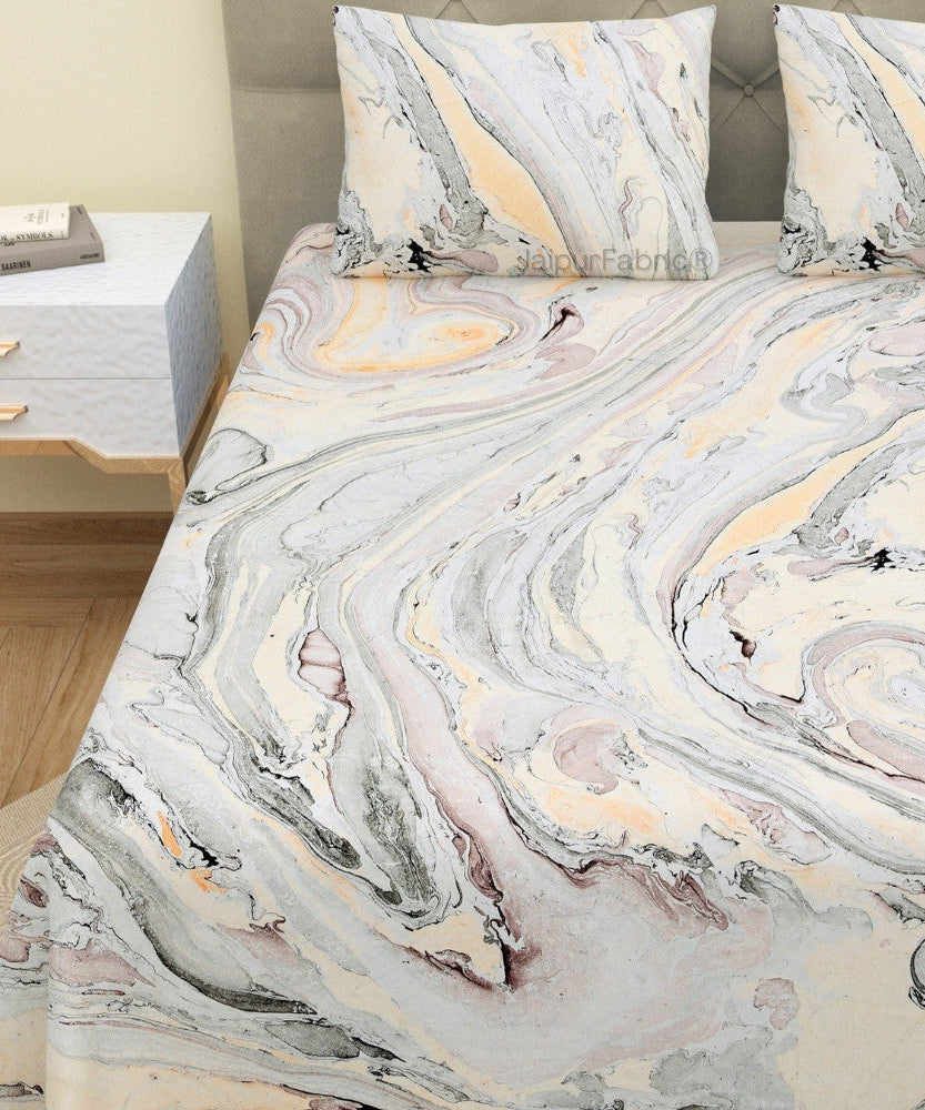 Peacock Monsoon Bliss Hand Block Print King Size Bedsheet with Pillow Covers