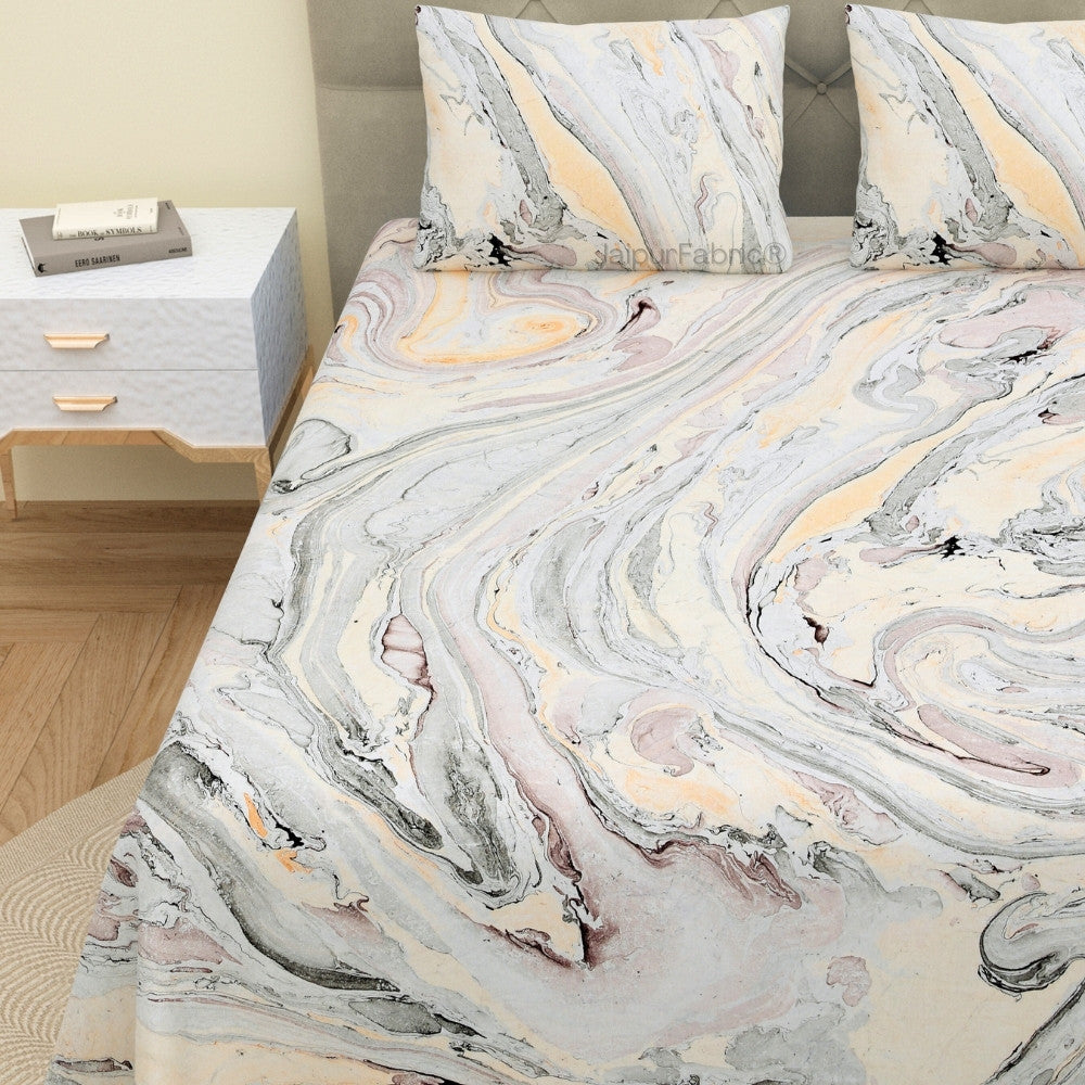 Peacock Monsoon Bliss Hand Block Print King Size Bedsheet with Pillow Covers