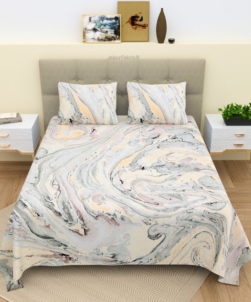 Peacock Monsoon Bliss Hand Block Print King Size Bedsheet with Pillow Covers