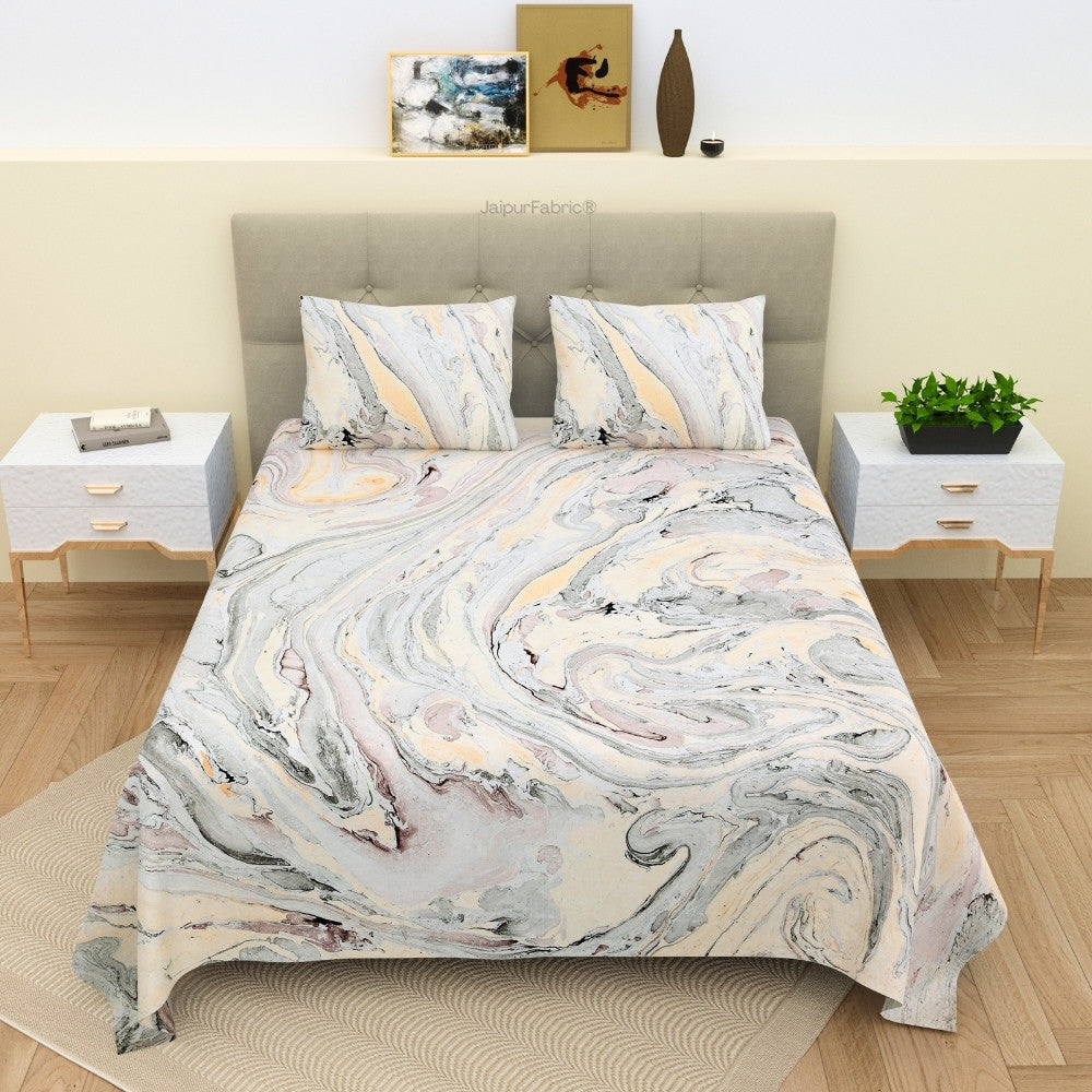 Peacock Monsoon Bliss Hand Block Print King Size Bedsheet with Pillow Covers