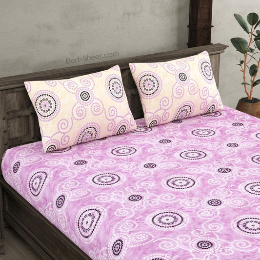 Pink Bhandhej Elegance King Size Bedsheet