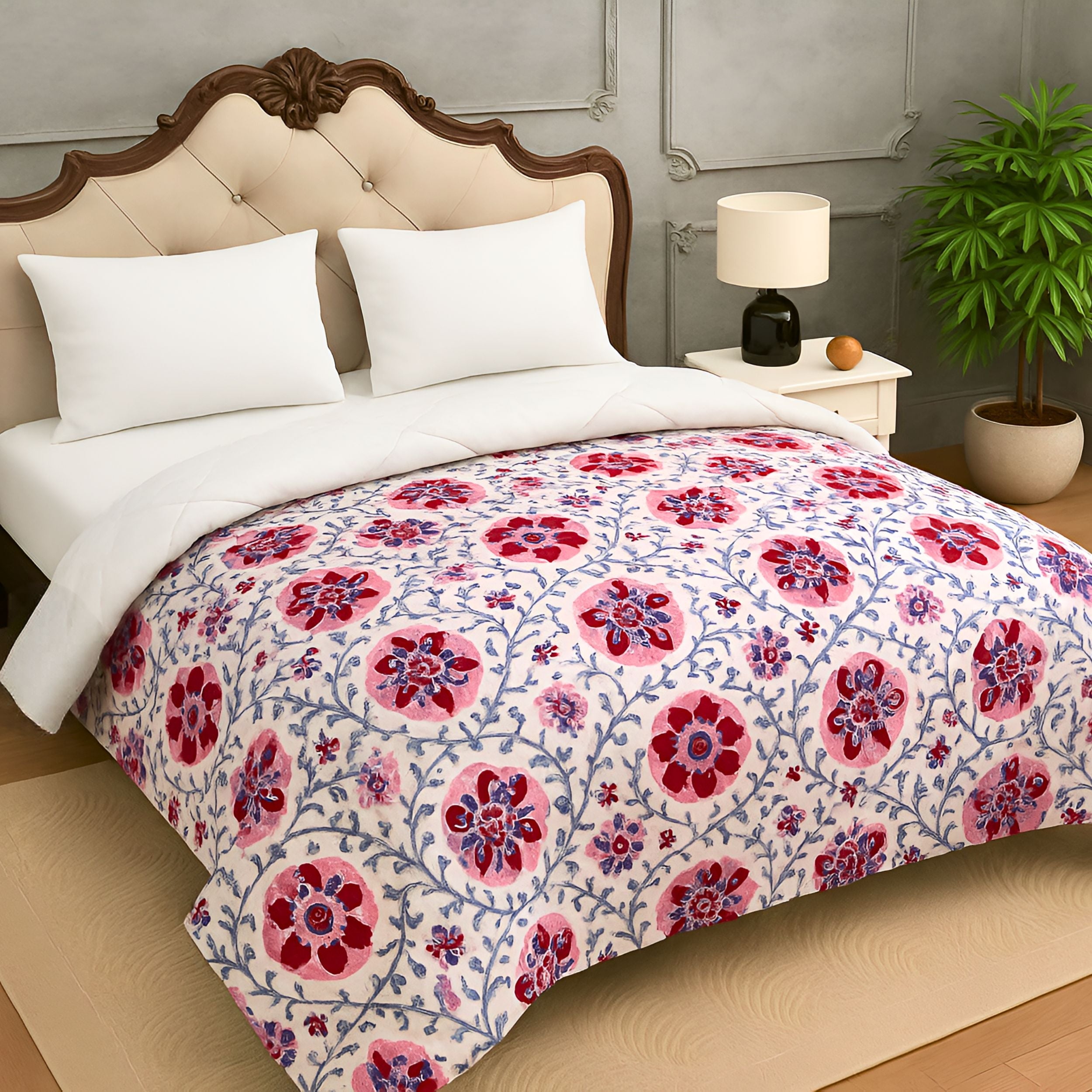 Pink Daffodil King Size Double Comforter