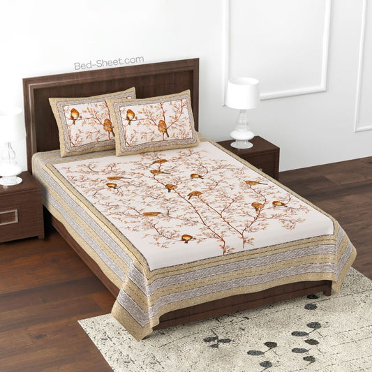 Earth's Palette Brown Queen Size Cotton Bedsheet