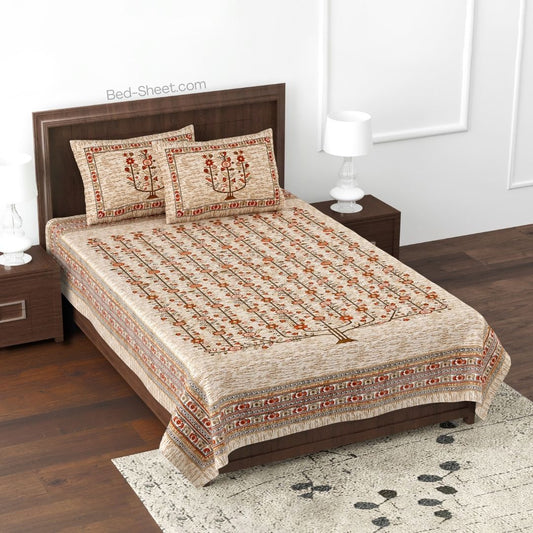 Celebration Hues Brown Queen Size Cotton Bedsheet