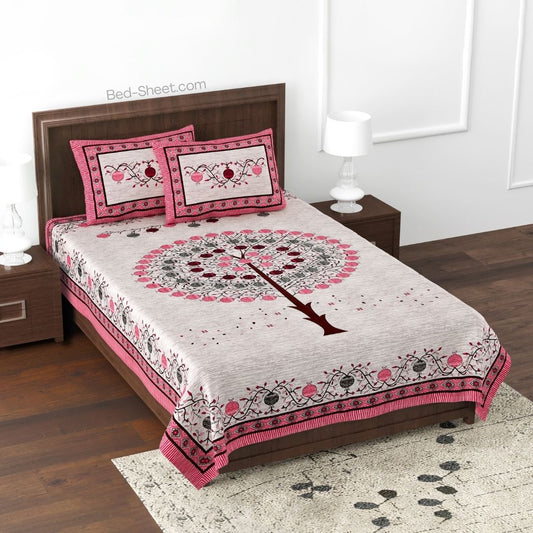 Festive Flourish Queen Size Cotton Bedsheet