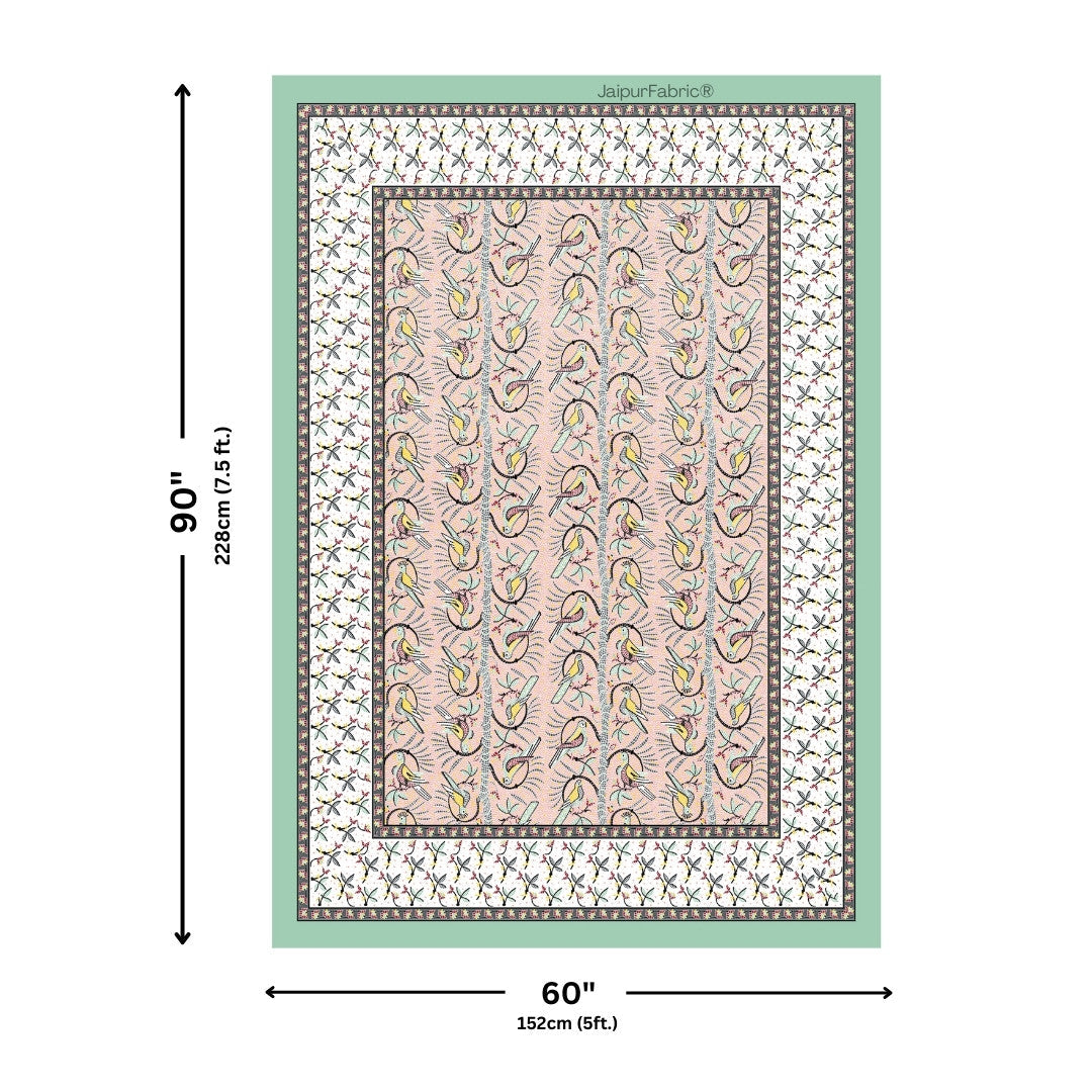 Perky Parrots Peach Pure Cotton Single Bedsheet