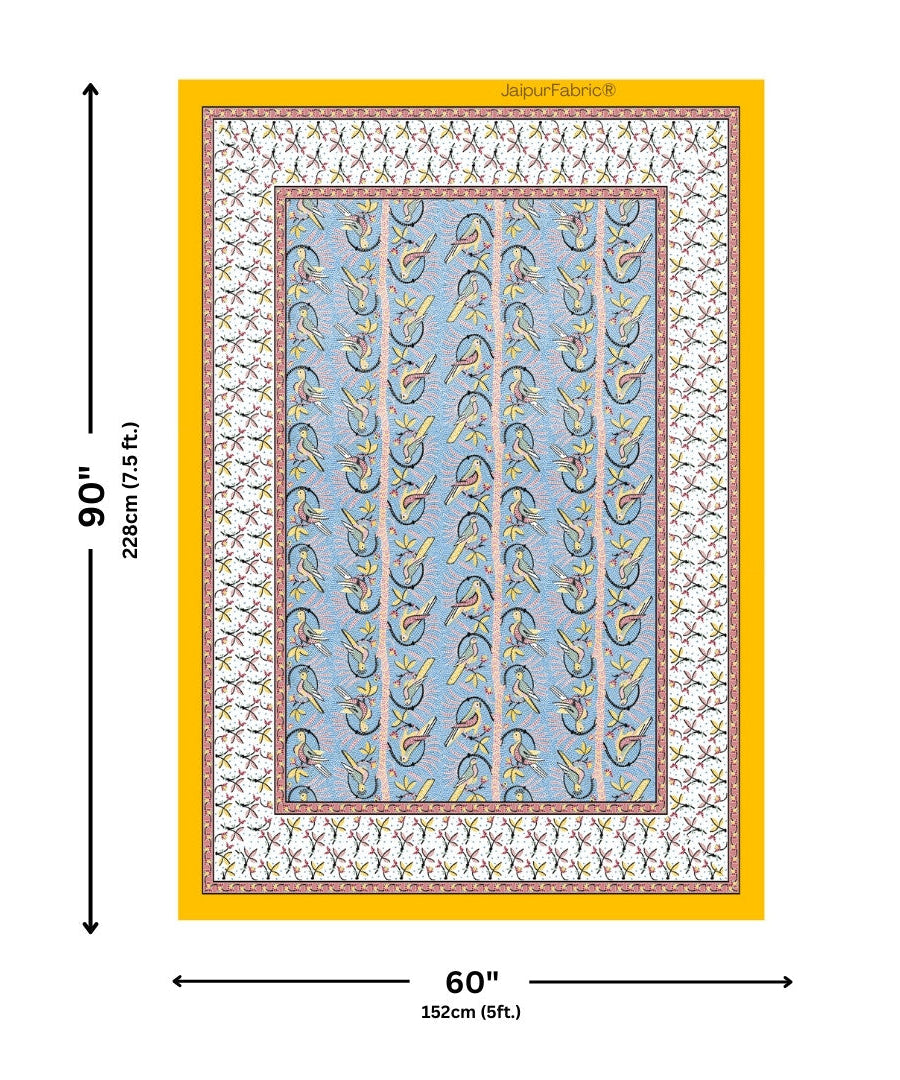 Perky Parrots Blue Pure Cotton Single Bedsheet