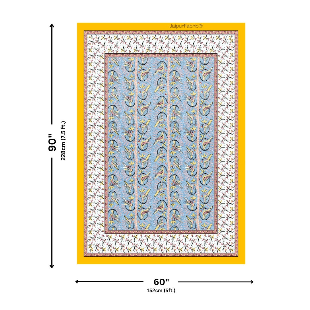 Perky Parrots Blue Pure Cotton Single Bedsheet