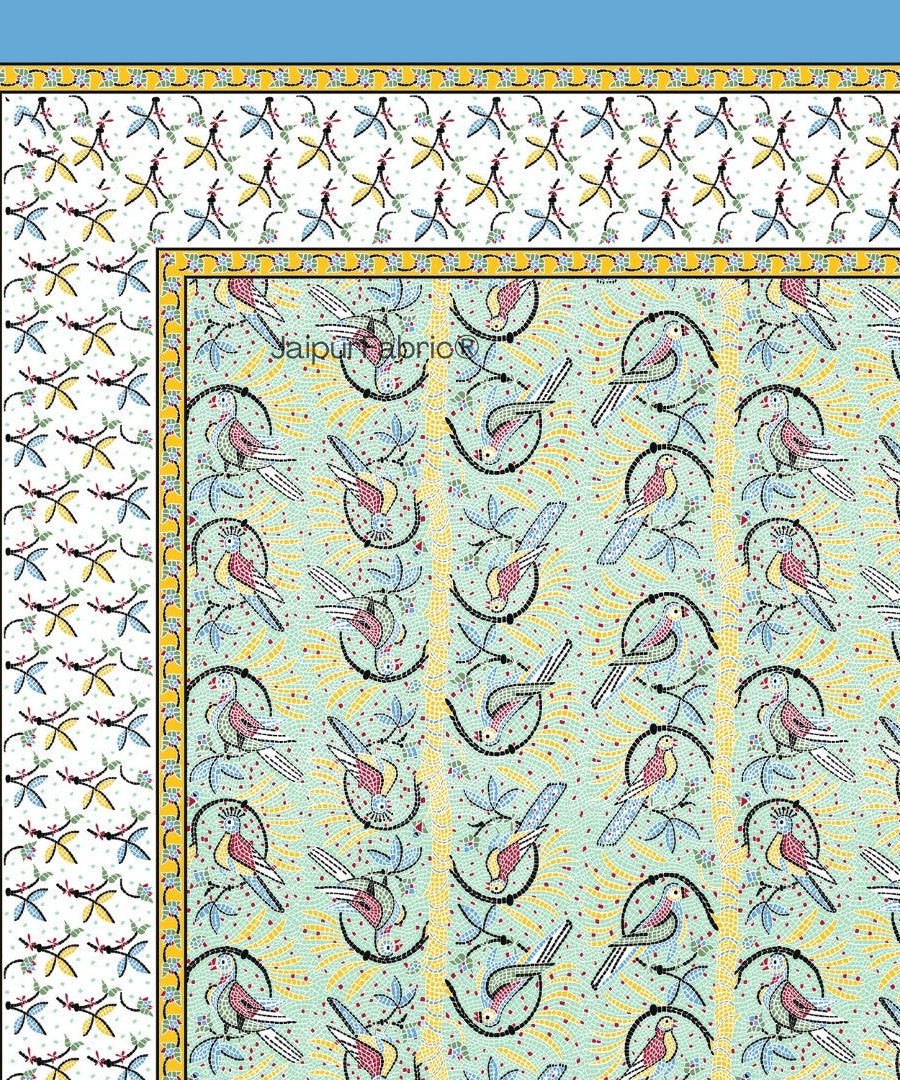 Perky Parrots Green Pure Cotton Single Bedsheet