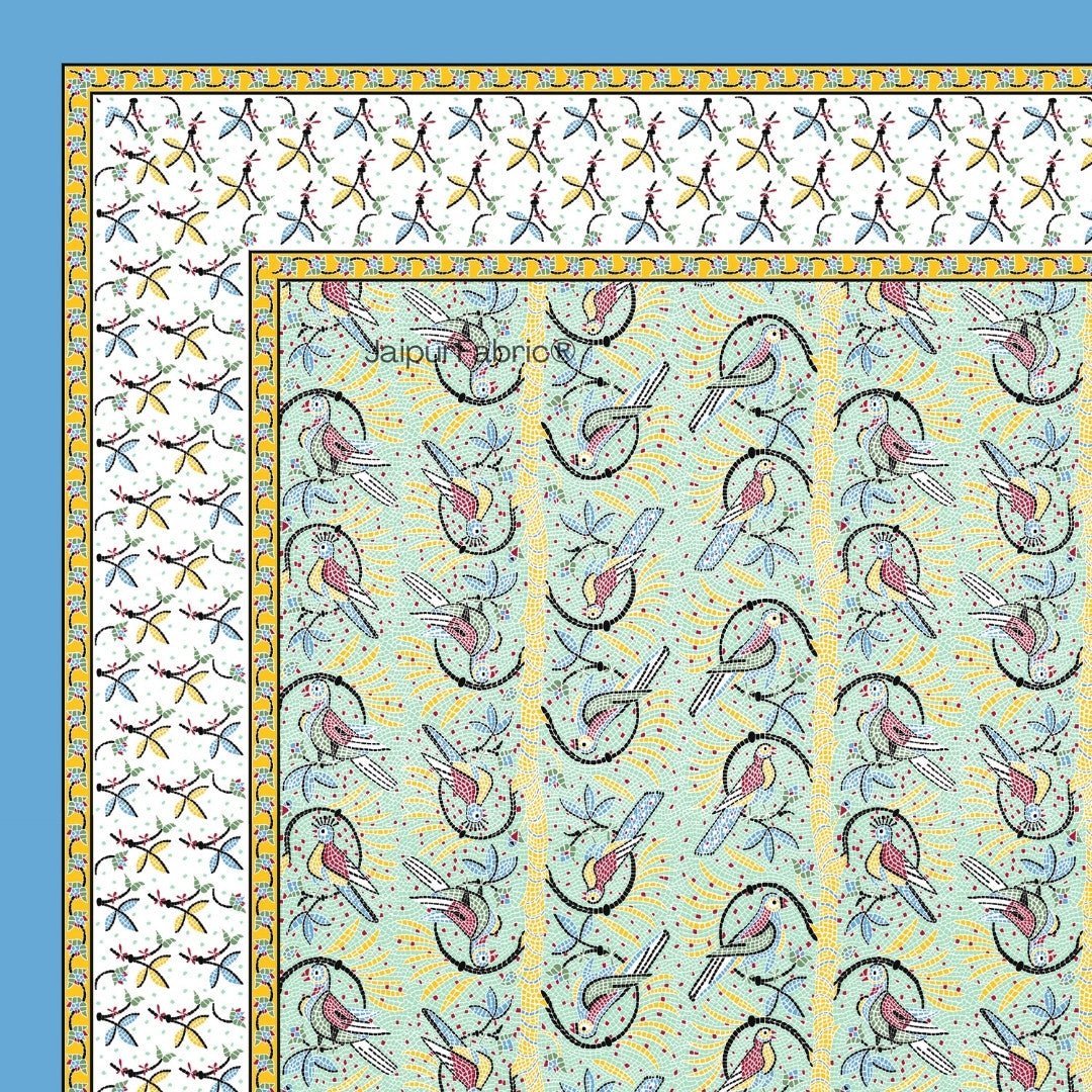 Perky Parrots Green Pure Cotton Single Bedsheet