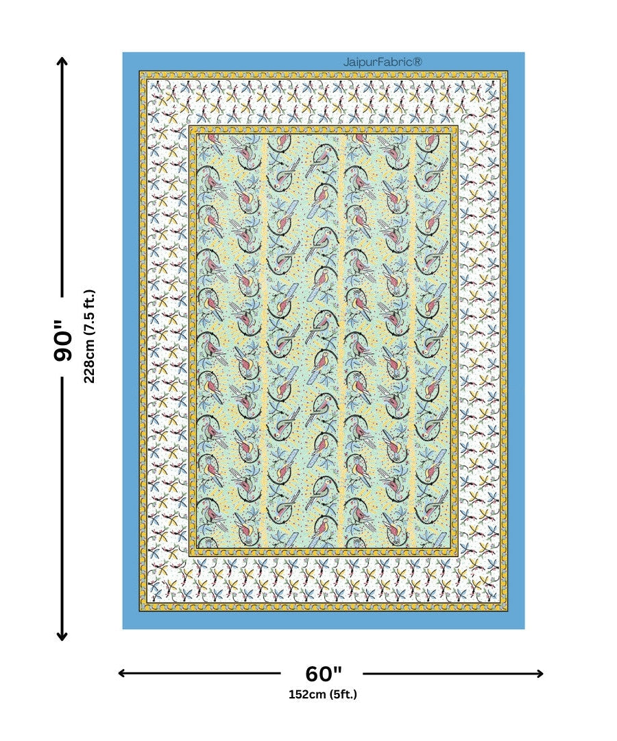 Perky Parrots Green Pure Cotton Single Bedsheet