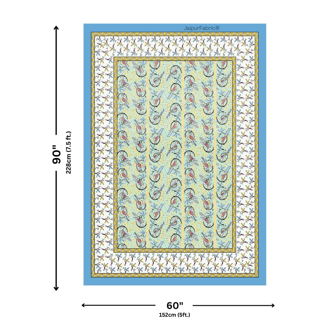 Perky Parrots Green Pure Cotton Single Bedsheet