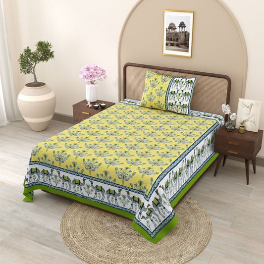 Blooming Yellow Floral Charm Pure Cotton Single Bedsheet