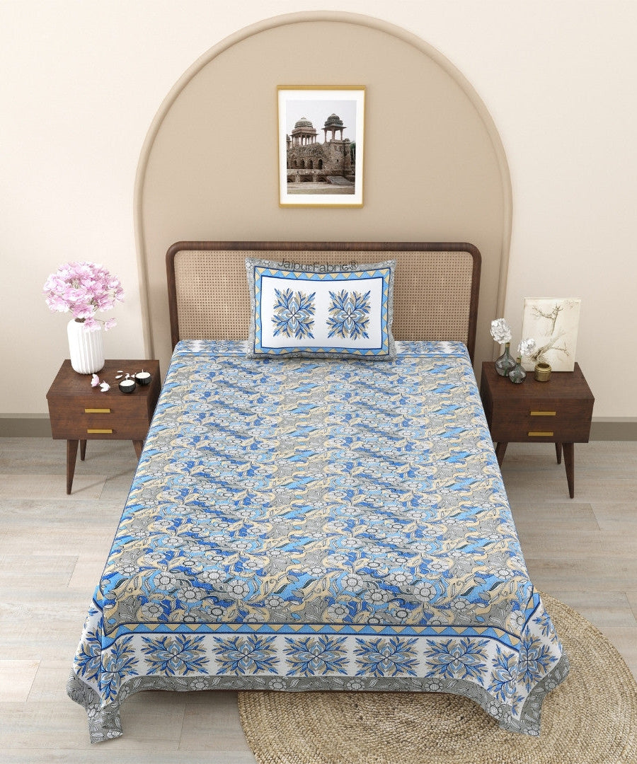 Gracious Spread Grey Cotton Single Bedsheet