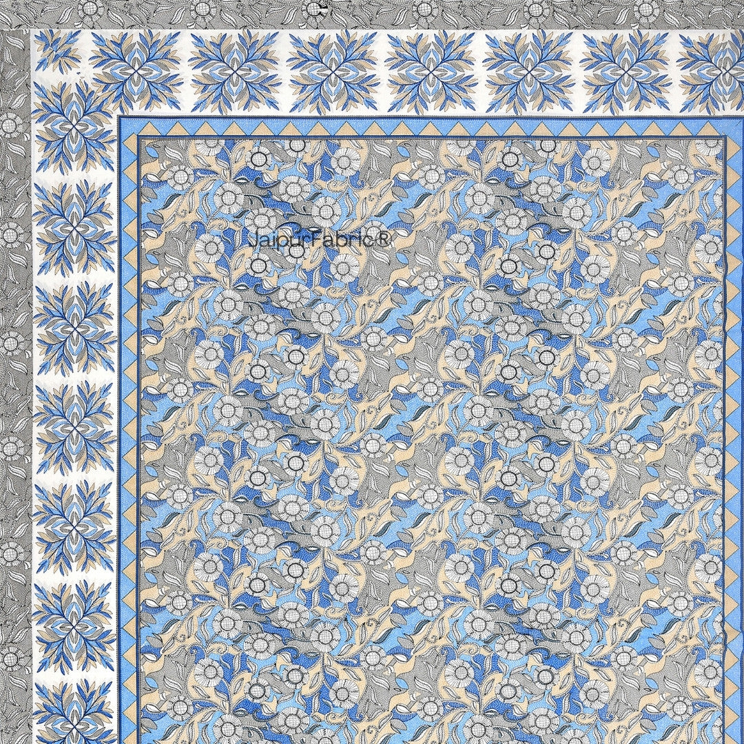 Gracious Spread Grey Cotton Single Bedsheet