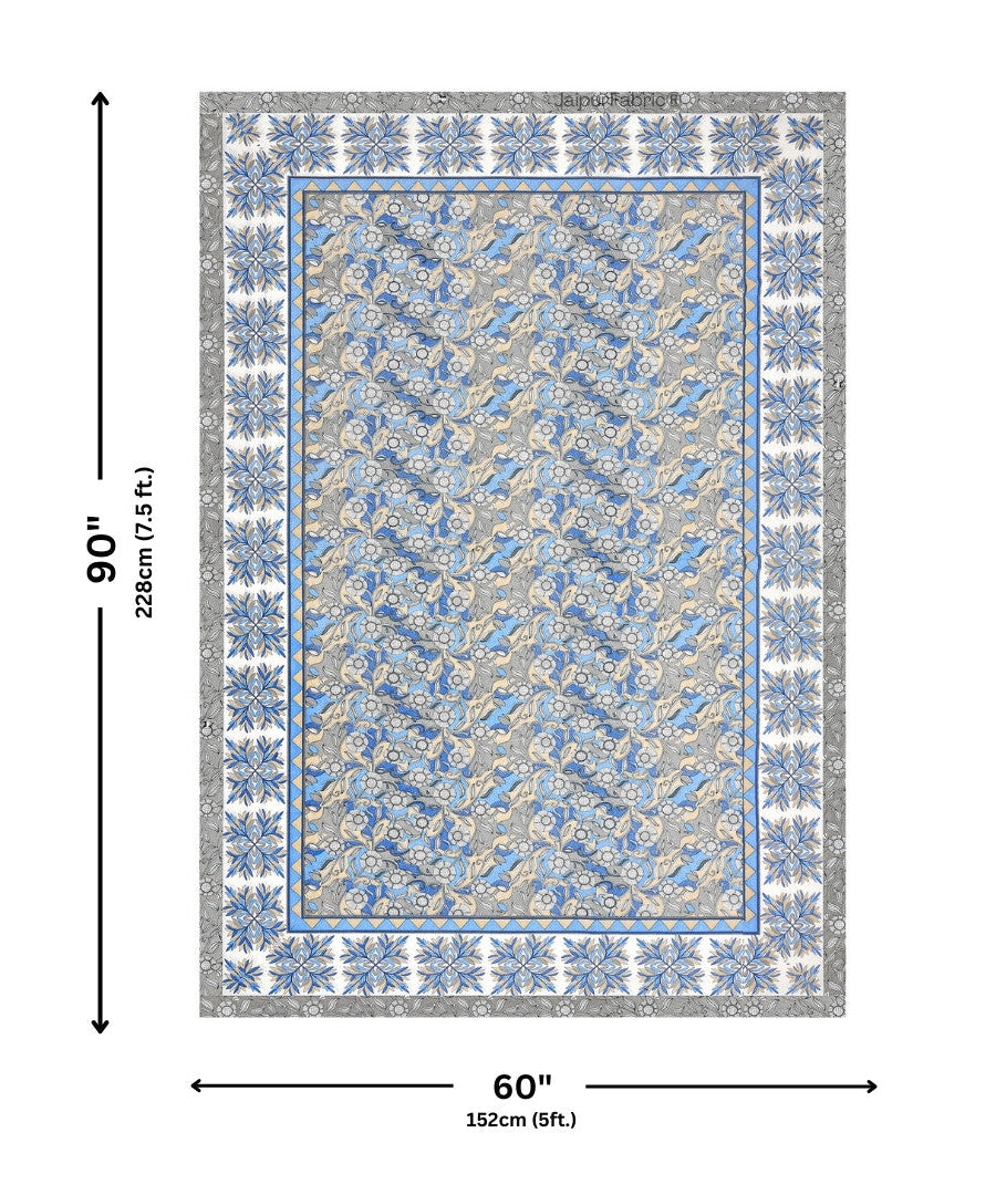 Gracious Spread Grey Cotton Single Bedsheet