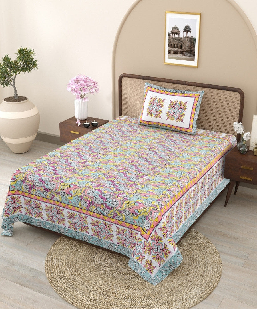 Fresh & Frisky Colourful Pure Cotton Single Bedsheet