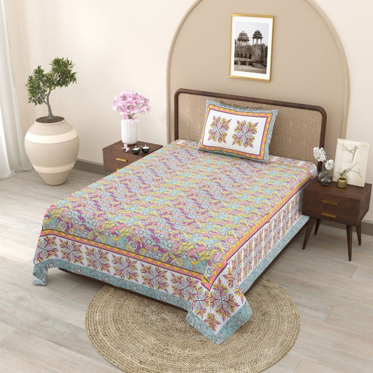 Vibrant Colorful Fresh Pure Cotton Single Bedsheet